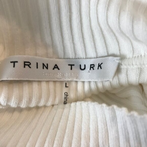 Trina Turk White 80% Cotton Turtle Neck Size L - Picture 6 of 7